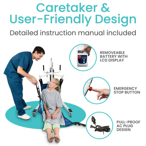 Electric Full Body Patient Lift w Free Sling and Battery