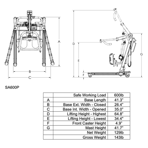 Bestcare BestStand Bariatric 600lbs Sit to Stand Lift w Power Base